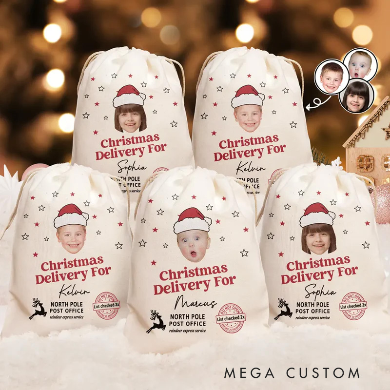 Personalized Photo Christmas Delivery Gift Bag Christmas Party Favors Gift 