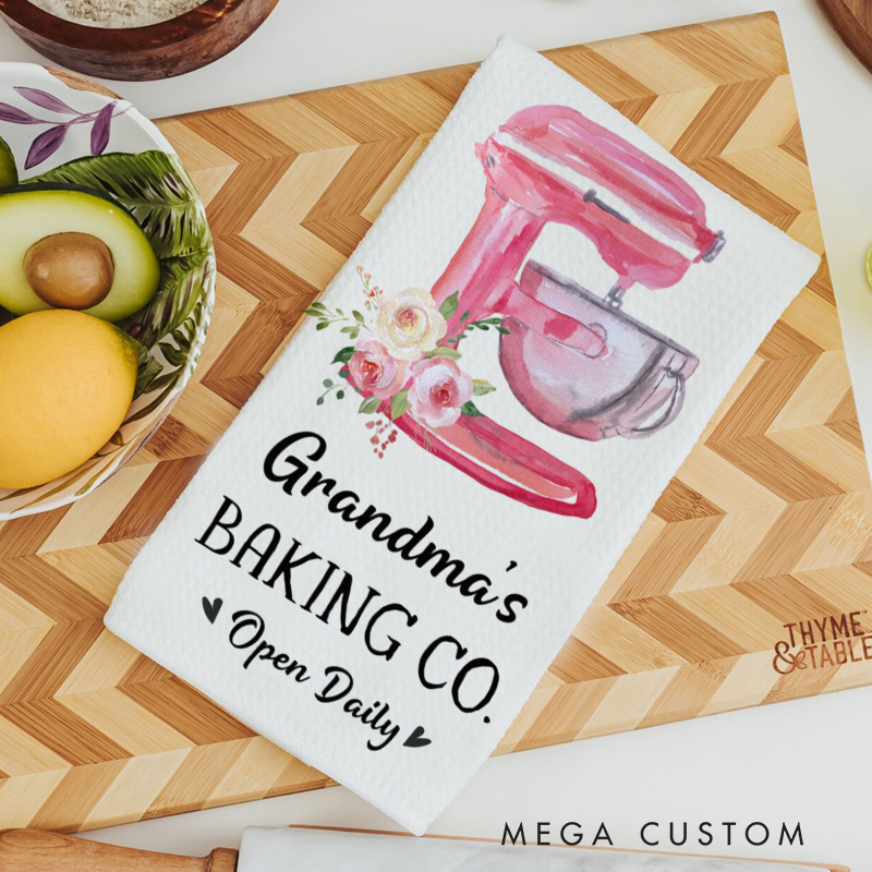 Personalized Baking Mixer Kitchen Towel The Baking Co Decorative Tea Towel Baking Kitchen Dish Towel for Baking Lover Gift
