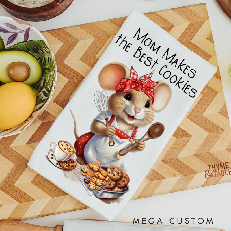 Personalized Baking Mouse Kitchen Towel Cookie Kitchen Dish Towel with Name Custom Hand Towel for Baking Lover Gift