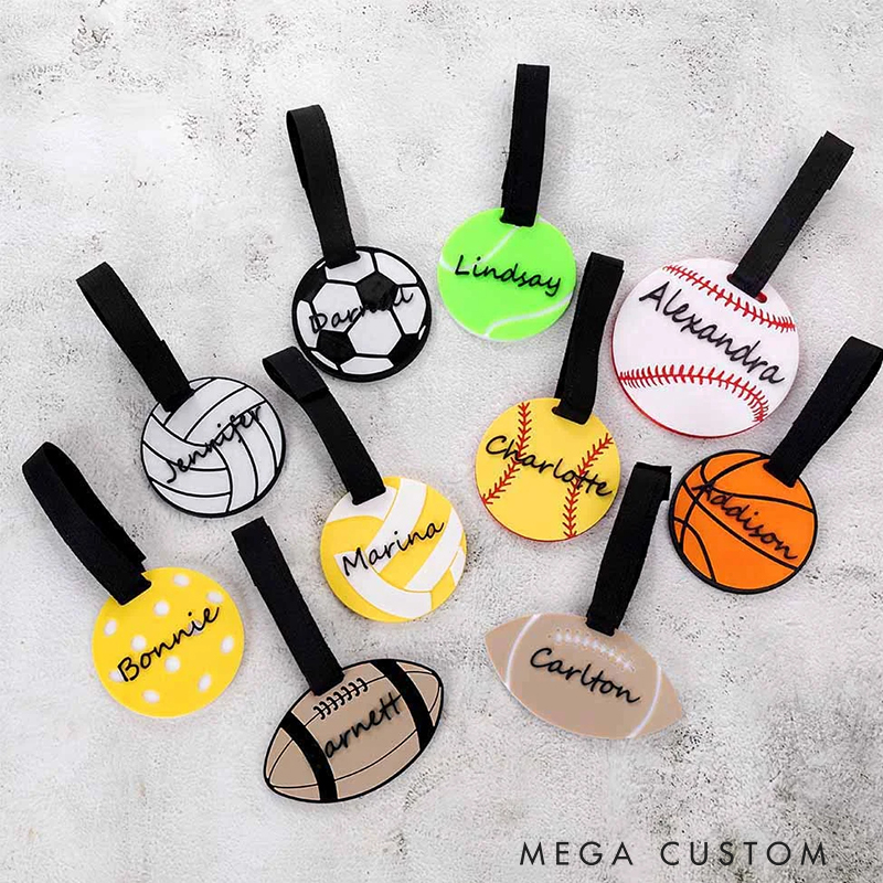 Personalized 3D Printed Softball Basketball Sports Luggage Bag Tag with Name 