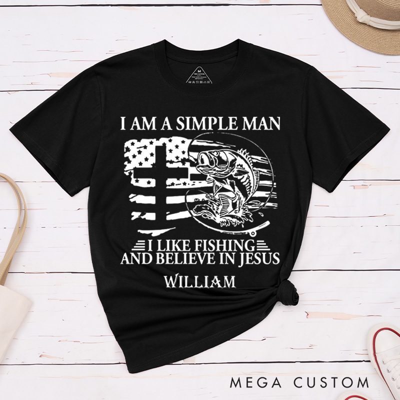 Personalized a Fisher of Men Classic T-Shirt with Name Cotton Shirt Religious Gift Faith Gift for Christians