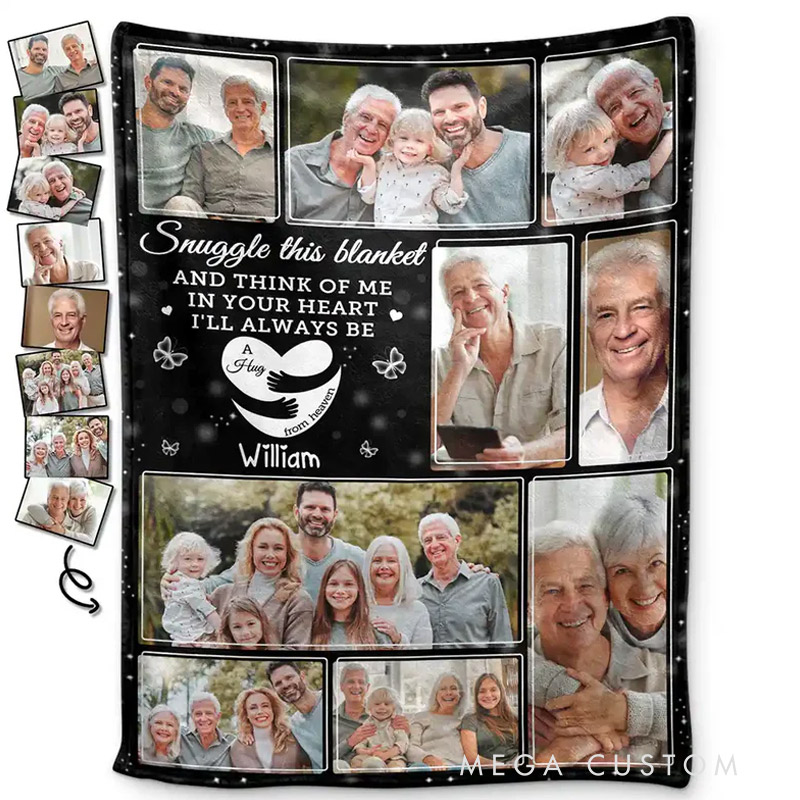 Personalized Memorial Throw Blanket Custom Photo Memorial Think Of Me In Your Heart Sympathy Gift for Family Members