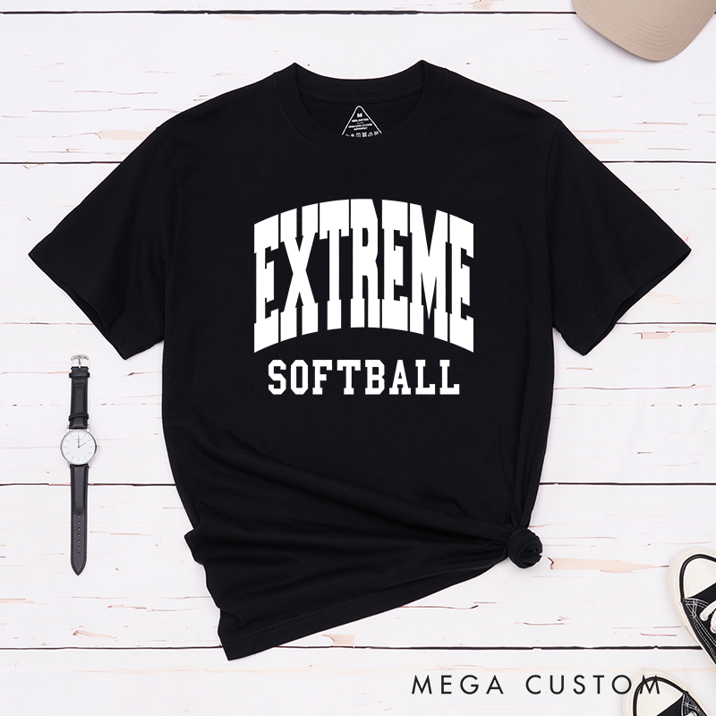 Personalized Customizable Team Softball T-Shirt Design Featuring Bold Team Name Text and Black Softball Lettering for a Sporty and Unique Look