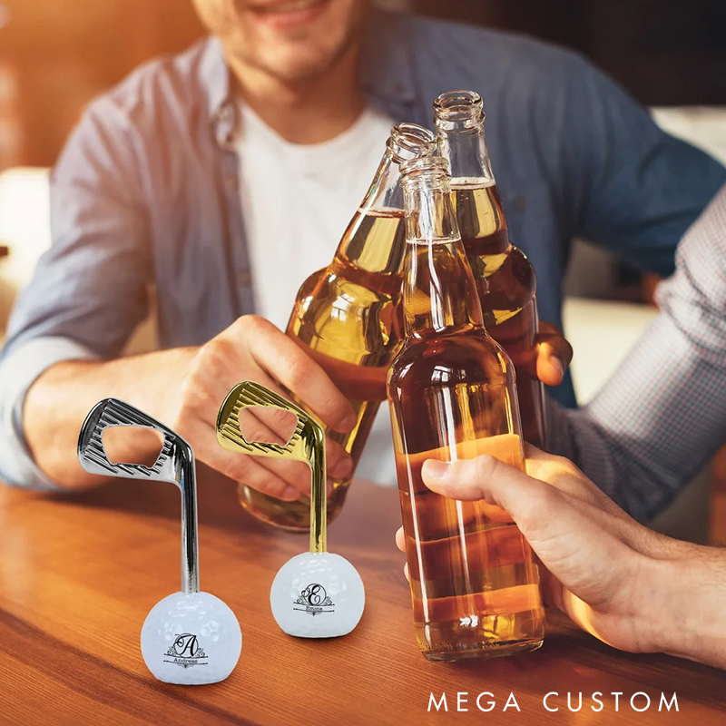 Personalized Golf Club Bottle Opener with Custom Initials and Name for Beer Lovers Golf Enthusiasts  