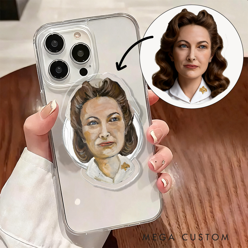  Personalized Naughty Nurse Phone Grip Custom Name Retro Style Nurse Design Phone Grip