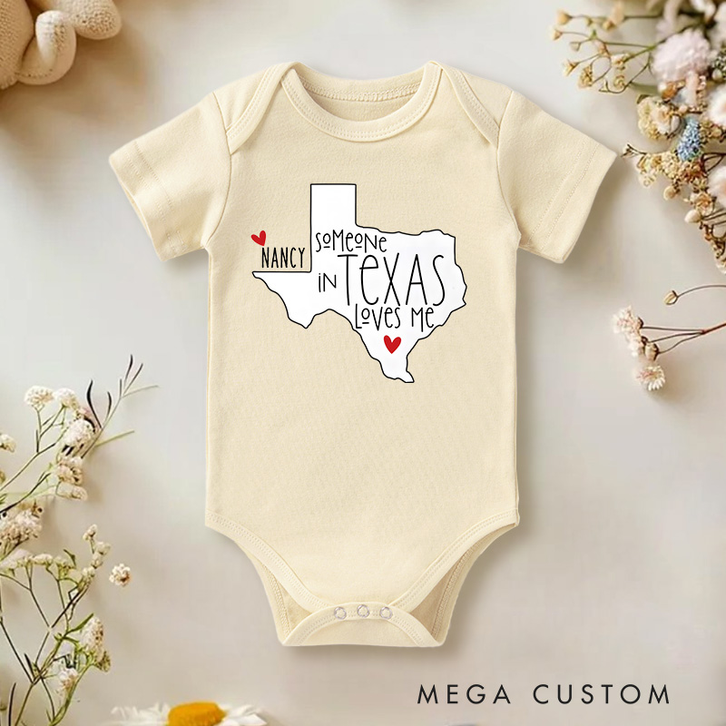 Personalized Someone in Texas Loves Me Baby Onesie Funny Baby Gift
