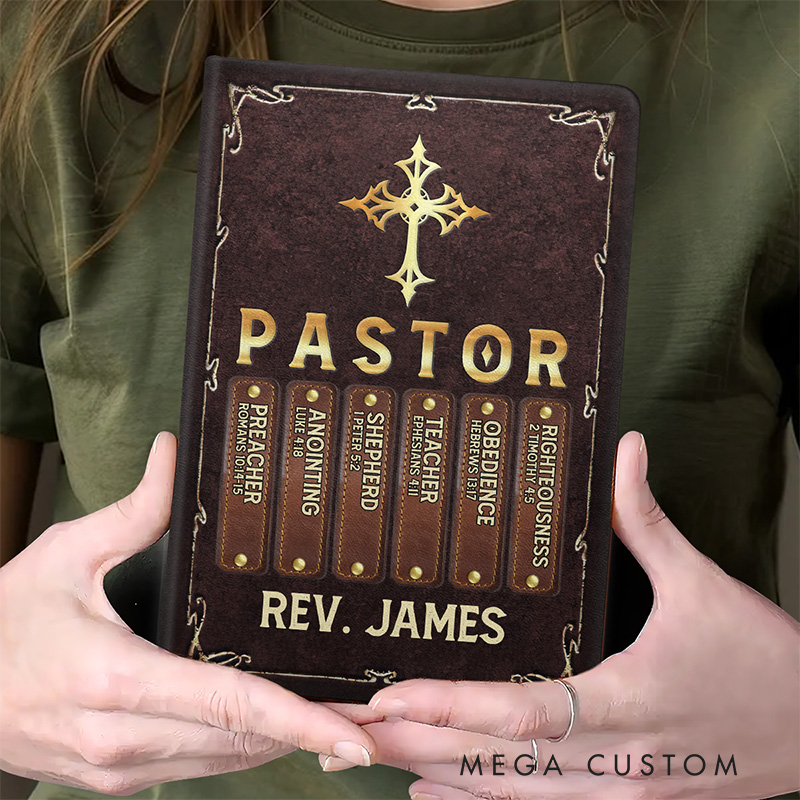 Personalized My Preacher Teacher & Shepherd Pastor Cardboard Notebook with Name Appreciation Gift for Pastor Religious Christian Gift