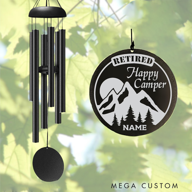 Personalized Outdoor Wind Chime Sign Custom Retirement Camping Wind Chime