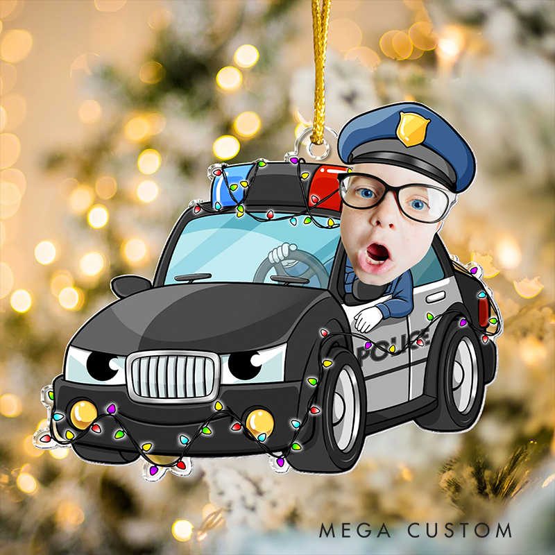 Personalized Police Officer Christmas Ornament Cartoon Face Gift for Police Children
