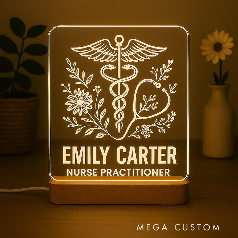 Personalized Nurse LED Night Light Custom Name Title Medical Gift