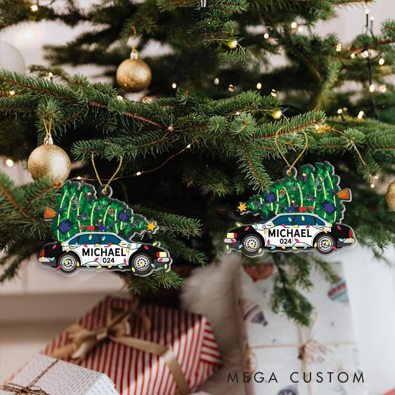 Personalized Festive Police Car Christmas Ornament Perfect Gift for Law Enforcement Officers and Families