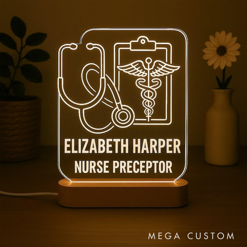 Personalized Nurse LED Acrylic Lamp Custom Name Title Medical Gift