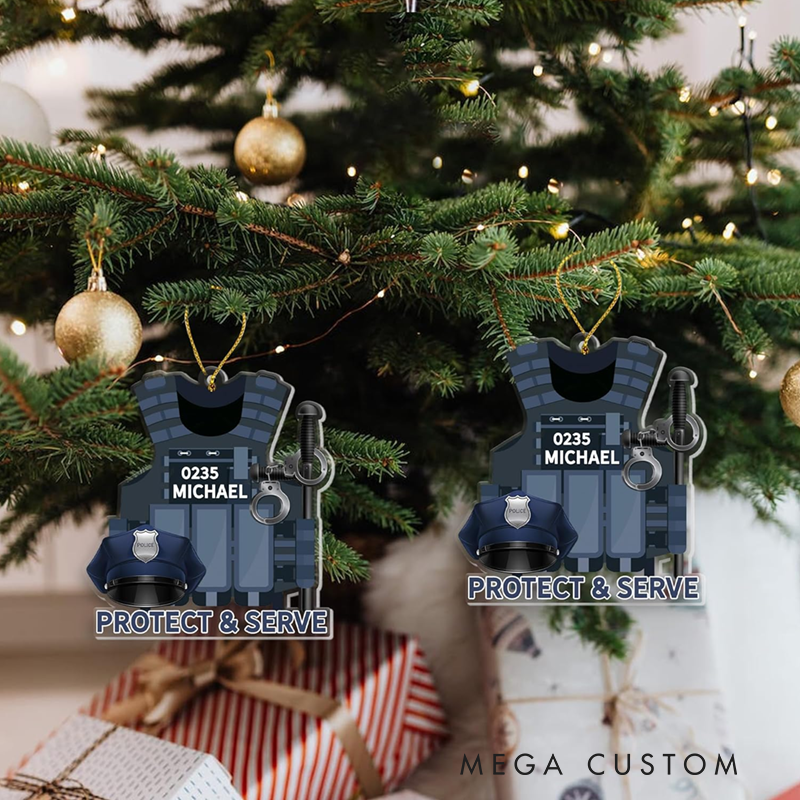 Personalized Police Vest Christmas Ornament Perfect Gift for Law Enforcement Officers and Families