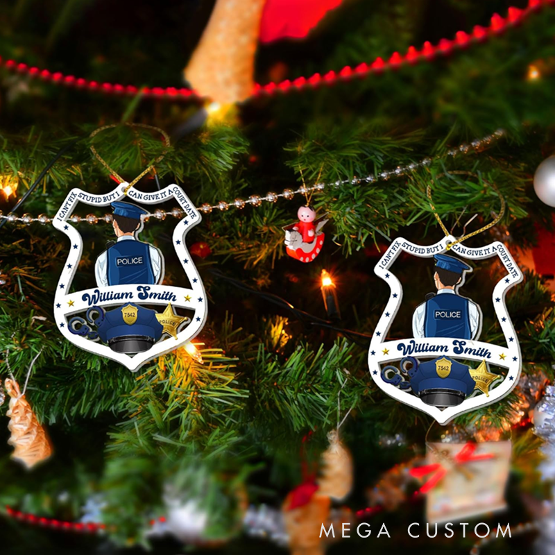 Personalized Police Officer Badge Christmas Ornament Perfect Gift for Law Enforcement Heroes