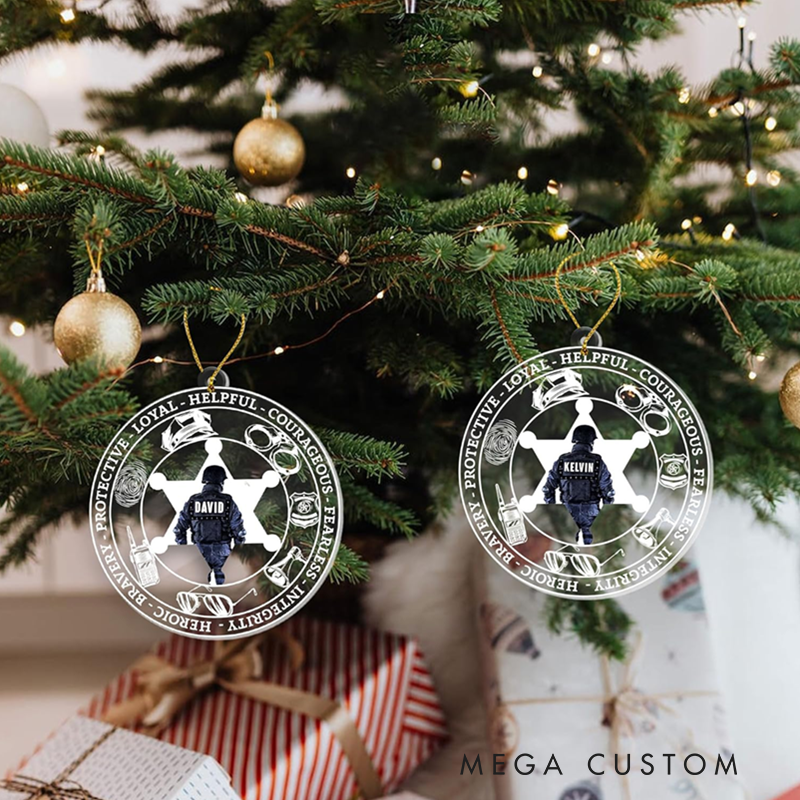 Personalized Police Officer Christmas Ornament Perfect Gift for Brave Law Enforcement Professionals