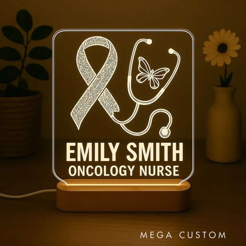 Custom Oncology Nurse LED Night Light Personalized Name LED Acrylic Lamp