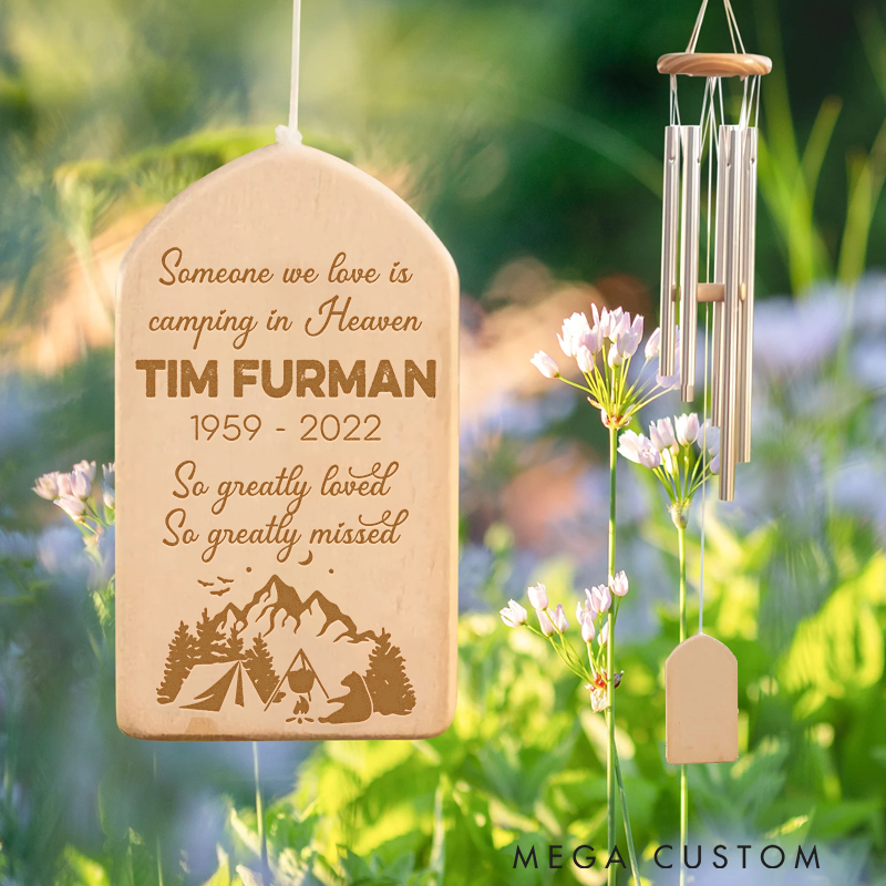 Personalized Camping in Heaven Memorial Wind Chime Camping Lover Grief Gift Loss of Camper Sympathy Gift in Loving Memory Gift Outdoor Decor
