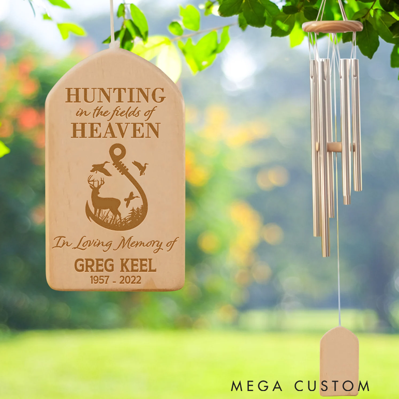 Personalized Hunting in Heaven Wind Chime Hunting Memorial Wind Chime in Loving Memory Sign Hunting Memories Sympathy Bereavement Gift Garden Decor