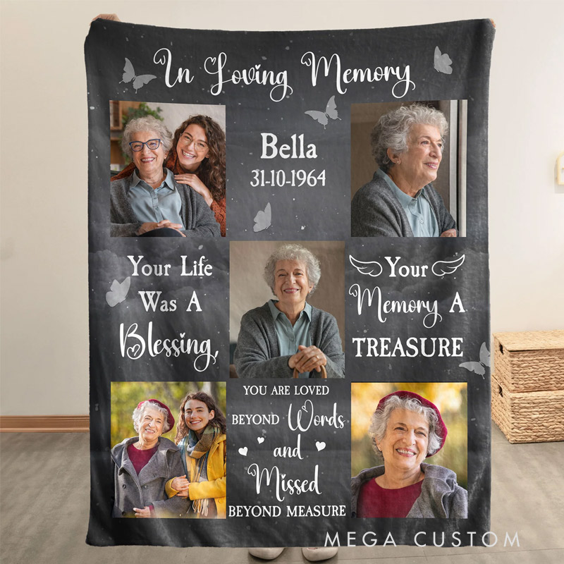 Personalized Photo Blanket Your Life Was A Blessing In Loving Memory of Loved Ones Sympathy Gift 