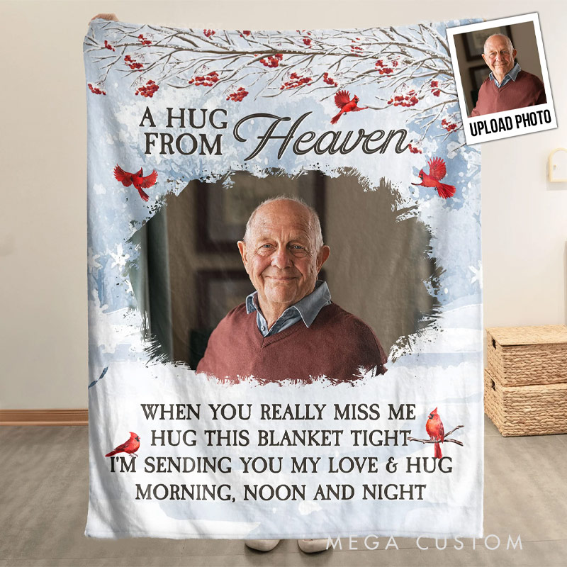 Personalized Photo Memorial Blanket New Memory Blanket A Hug From Heaven Sympathy Gift for Loss of Loved One