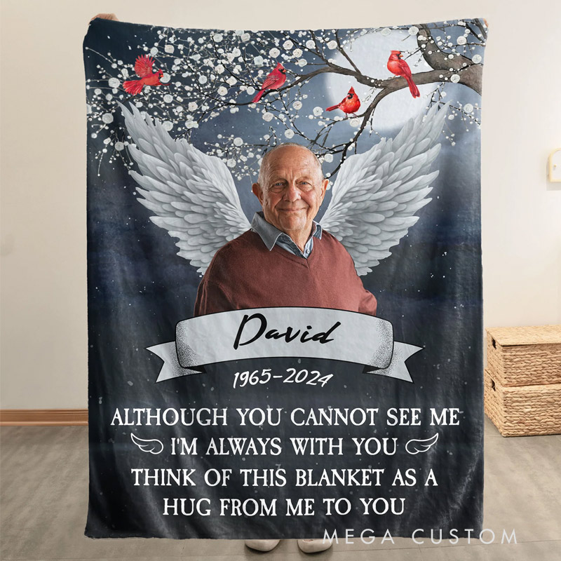 Personalized Photo Memorial Blanket I'm Always With You Think Of This Blanket As A Hug From Me Sympathy Gift for Loss of Loved One