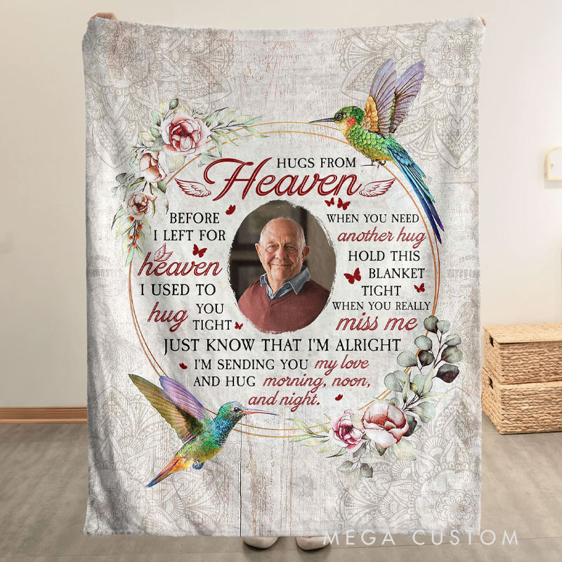 Personalized Photo Memorial Blanket Before I Left For Heaven Sympathy Gift for Loss of Loved One