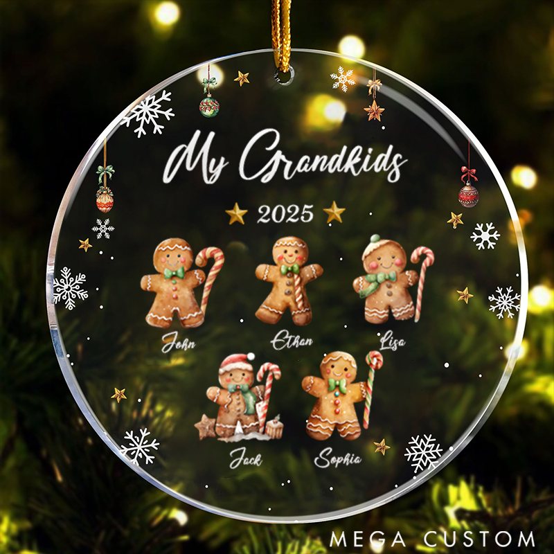 Personalized Acrylic Christmas Ornament My Grandkids Theme