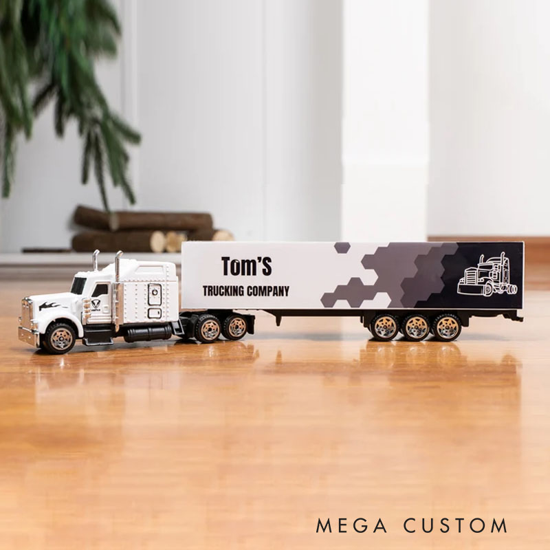 Personalized Toy Lorry Trailer Aluminium Alloy Model with Child's Name Birthday Christmas Children's Day Gift for Kids