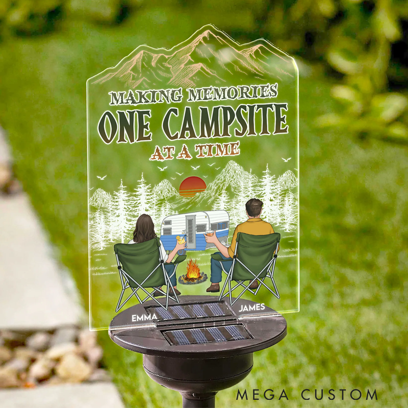 Personalized Making Memories One Campsite at a Time Solar Light Garden Decor Outdoor Camping Solar Lights