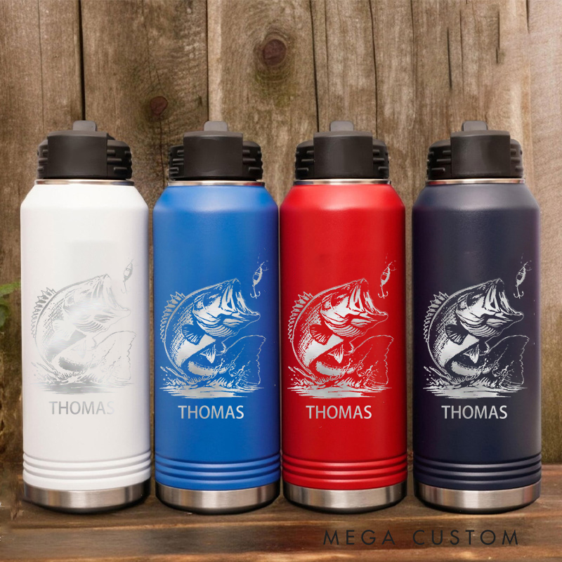 Personalized Tumbler for Bass Fisherman Fishing Gifts for Men Largemouth Bass Tumbler for Dad Fathers Day Gifts Lake Fishing Dad