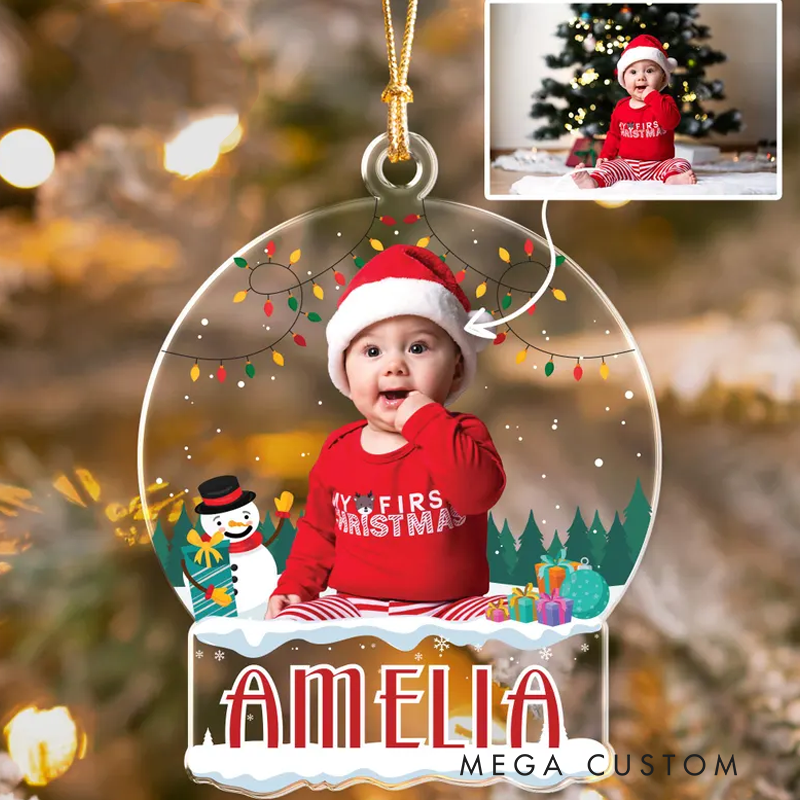 Personalized Photo Ornament  Acrylic Christmas Decor Kid Photo Keepsake Child Picture Ornament Name Ornament