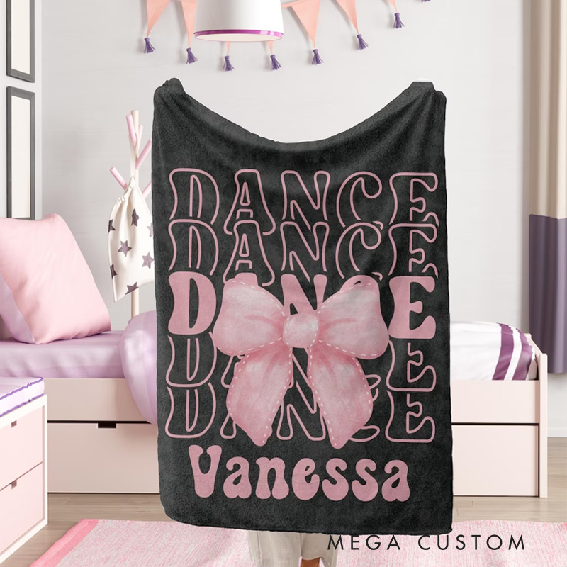 Personalized Dance Dance Dance Blanket Flannel Blanket Ballet Lover Blanket with Name for Dance Lovers Dancer