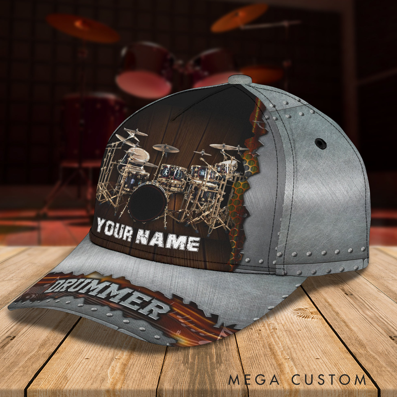 Personalized Drum 3D All Over Printed Baseball Cap for Music Lover and Drummer Lovers Custom Gift Hat With Unique Design Lover Drum