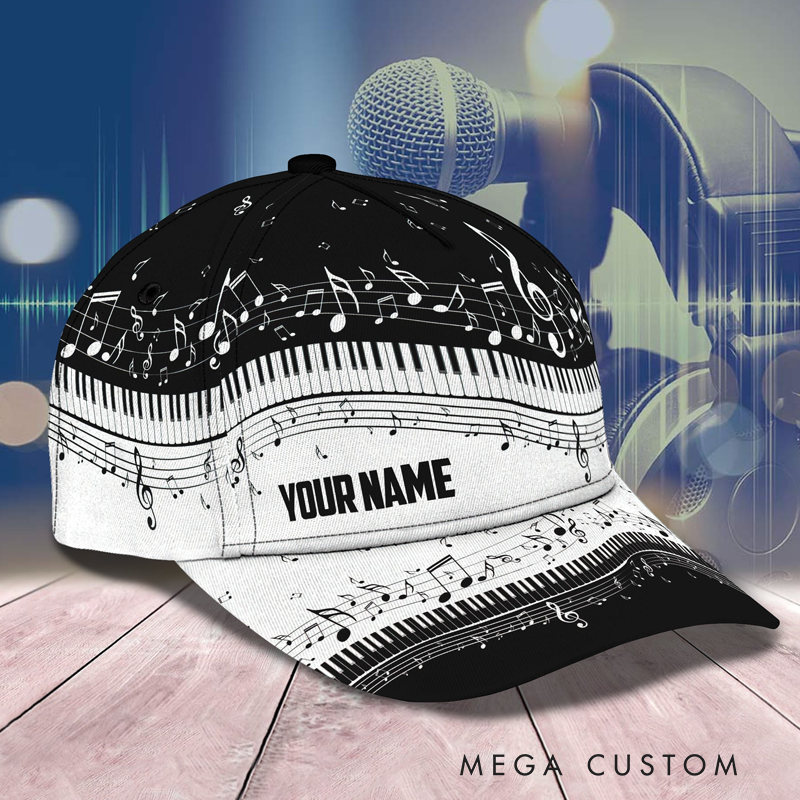 Personalized Piano Baseball Cap Full Print for Piano Lover Custom Gift Hat With Unique Design Lover Piano