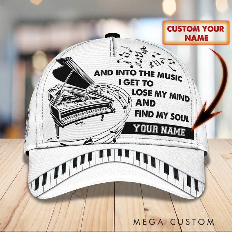 Personalized Piano Baseball Cap Full Print for Piano Lover Custom Gift Hat With Unique Design Lover Piano