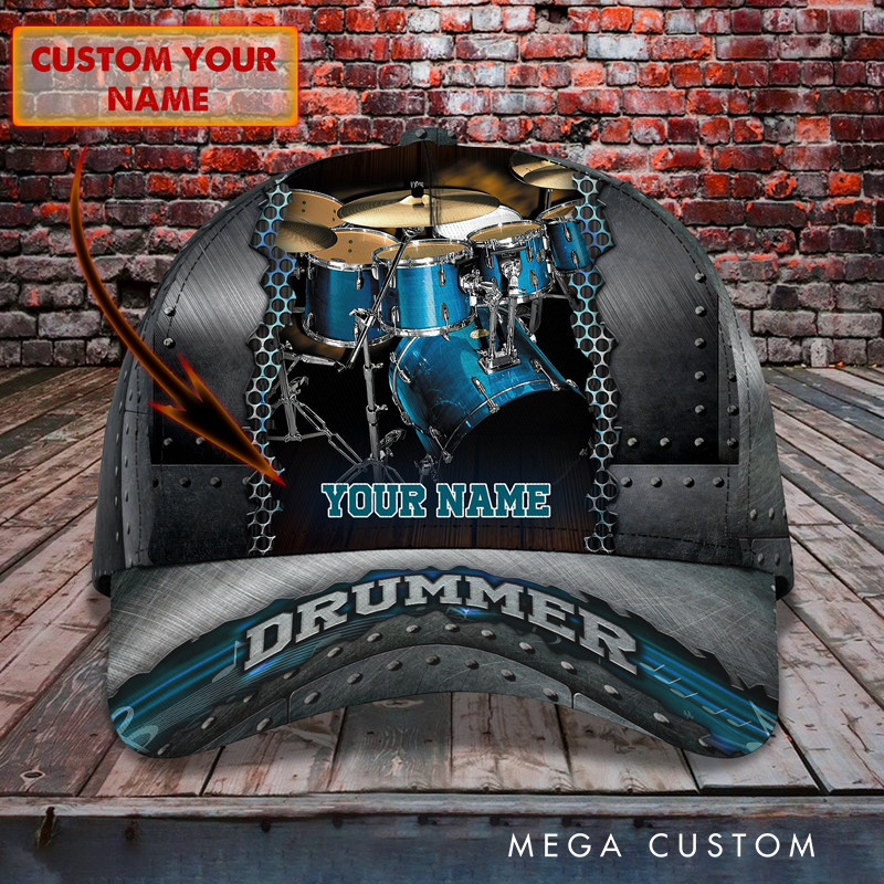 Personalized Drum 3D All Over Printed Baseball Cap for Music Lover and Drummer Lovers Custom Gift Hat With Unique Design Lover Drum