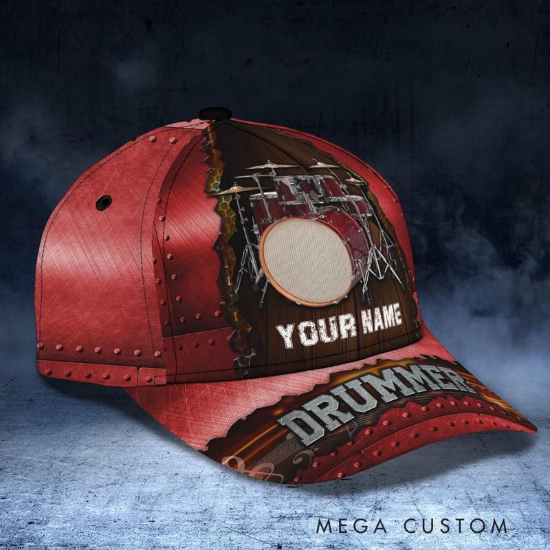 Personalized Drum 3D All Over Printed Baseball Cap for Music Lover and Drummer Lovers Custom Gift Hat With Unique Design Lover Drum