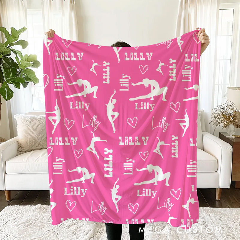 Personalized Dance Ballet Motifs Blanket Flannel Blanket Ballet Lover Blanket with Name for Dance Lovers Dancer