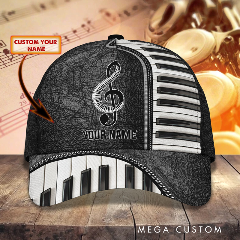 Personalized Piano Baseball Cap Full Print for Piano Lover Custom Gift Hat With Unique Design Lover Piano