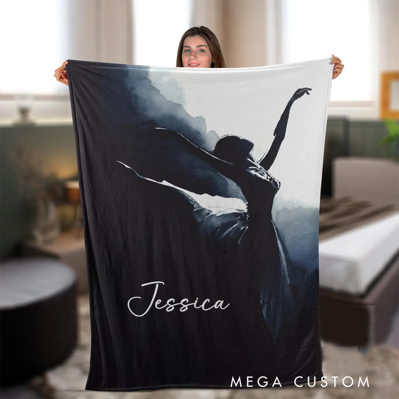 Personalized Dance Enthusiasts Blanket Flannel Blanket Ballet Lover Blanket with Name for Dance Lovers Dancer