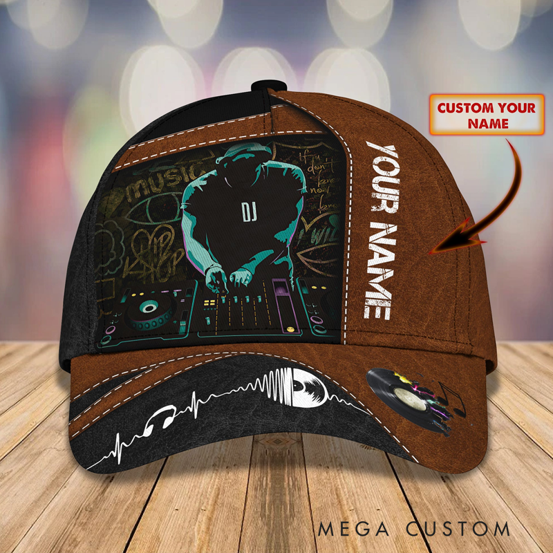 Personalized 3D Printed DJ Adjustable Snapback Closure Hat Electronic Musical Instrument Cap