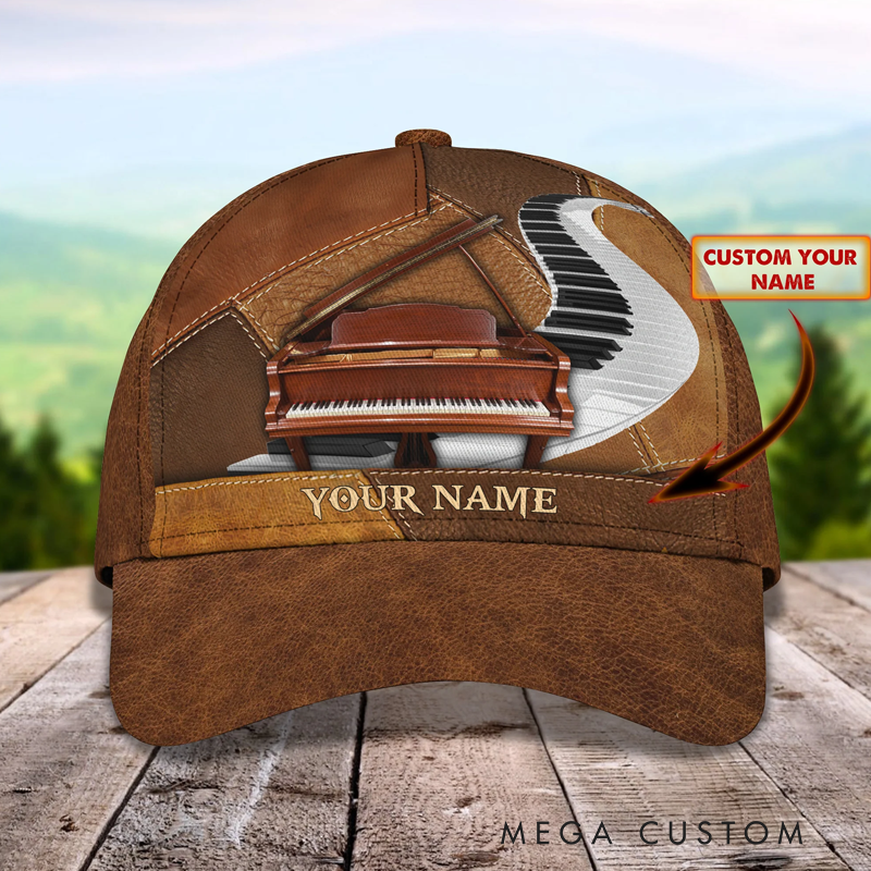 Personalized Piano Baseball Cap Full Print for Piano Lover Custom Gift Hat With Unique Design Lover Piano