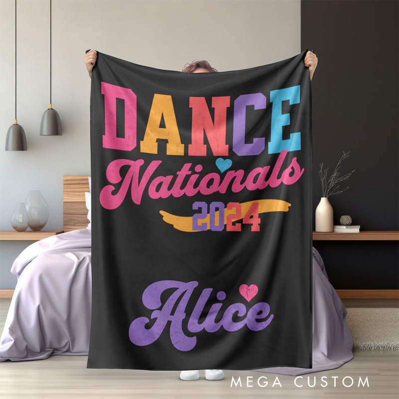 Personalized Dance Nationals Blanket Flannel Blanket Ballet Lover Blanket with Name for Dance Lovers Dancer