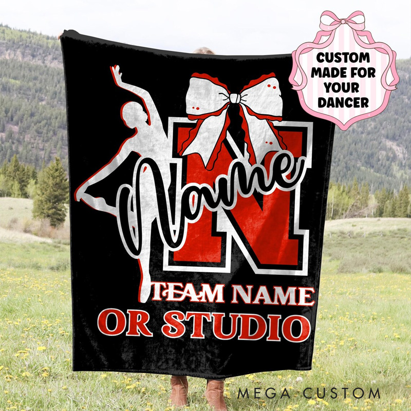 Personalized Dance Team Studio Blanket Flannel Blanket Ballet Lover Blanket with Name for Dance Lovers Dancer