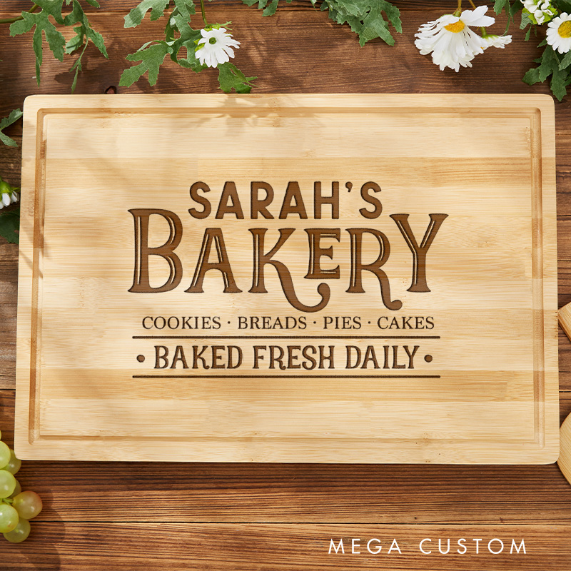 Personalized Baked Fresh Daily Cutting Board Custom Bakery Board For Bakers Engraved Bamboo Serving Board for Baking Lover Gift