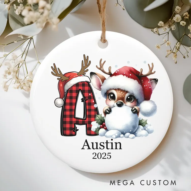 Personalized Initial Ornament Custom Letter Ornament Reindeer Ornament Personalized Christmas Ornament 2025