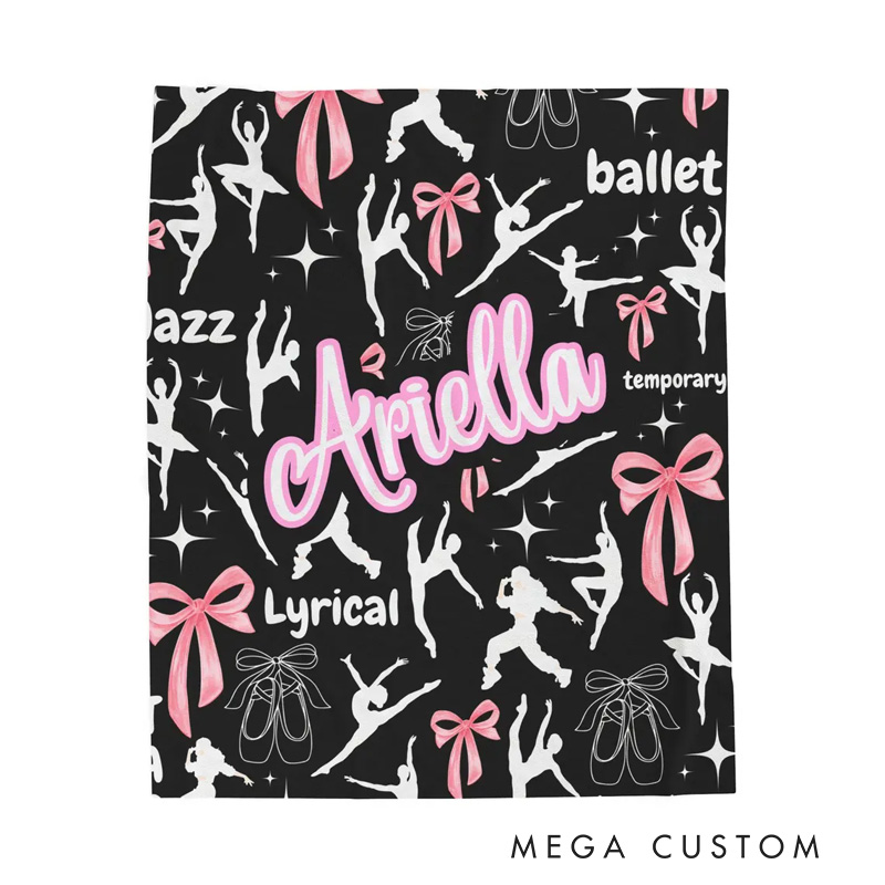 Personalized Dance Style Blanket Flannel Blanket Ballet Lover Blanket with Name for Dance Lovers Dancer