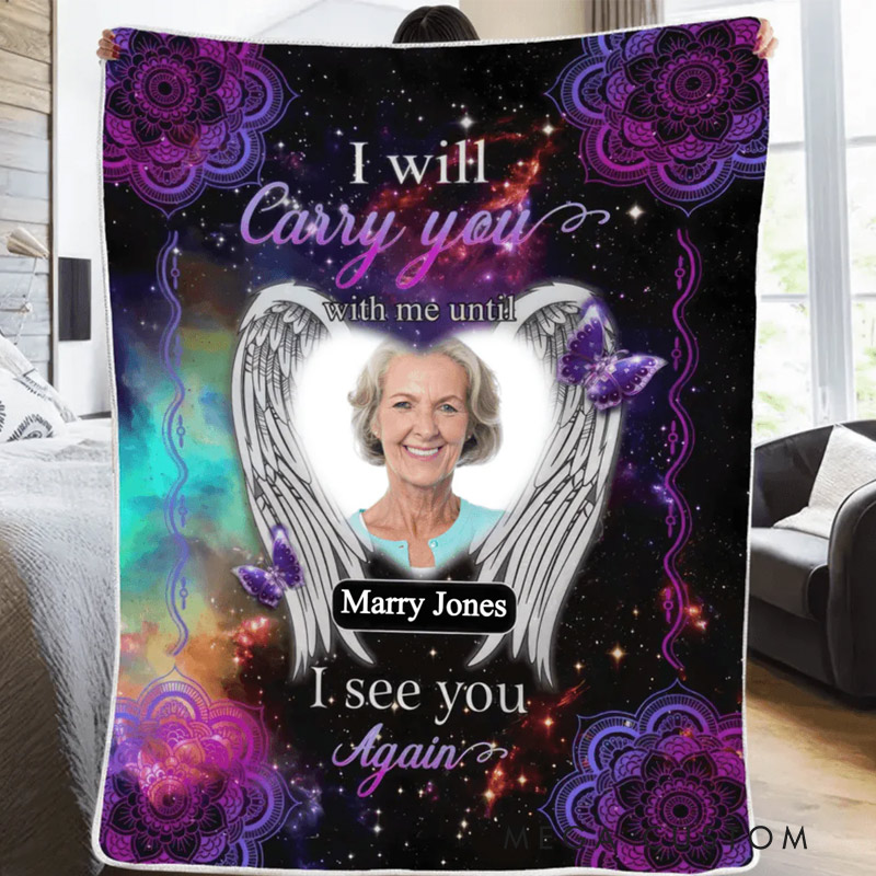 Personalized Until I See You Again Photo Blanket Custom Photo Memorial Throw Blanket Sympathy Gift for Loss of Loved One