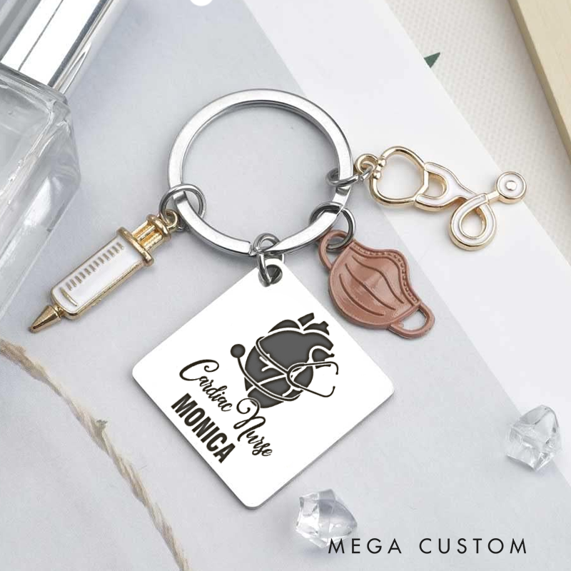 Personalized Cardiac Nurse Design Keychain Custom Stainless Steel Keychain Graduation Thank You Gifts