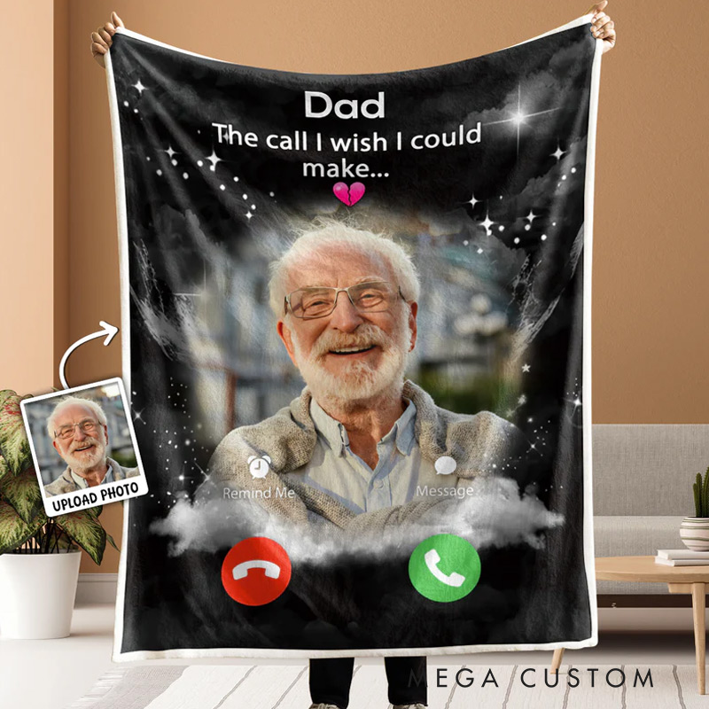 Personalized The Call I Wish I Could Make Photo Blanket Custom Photo Memorial Throw Blanket Sympathy Gift for Loss of Loved One